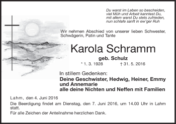 Anzeige von Karola Schramm von MGO