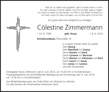 Anzeige von Cölestine Zimmermann von MGO