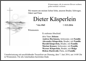 Anzeige von Dieter Käsperlein von MGO