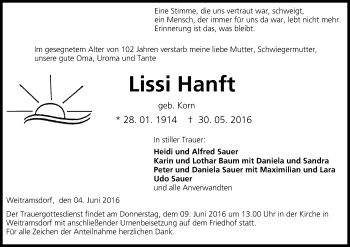 Anzeige von Lissi Hanft von MGO
