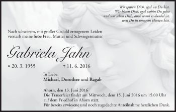 Anzeige von Gabriela Jahn von MGO