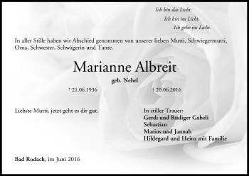 Anzeige von Marianne Albreit von MGO
