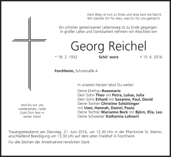 Anzeige von Georg Reichet von MGO