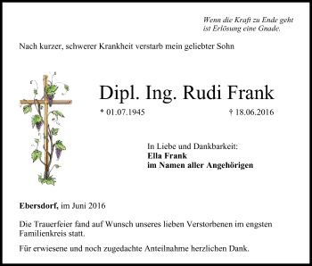 Anzeige von Rudi Frank von MGO