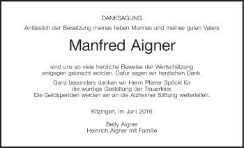 Anzeige von Manfred Aigner von MGO