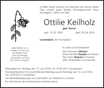 Anzeige von Ottilie Keilholz von MGO