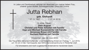 Anzeige von Jutta Rebhan von MGO
