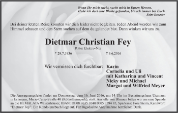 Anzeige von Dietmar Christian Fey von MGO