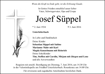 Anzeige von Josef Süppel von MGO