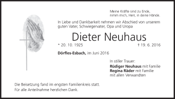 Anzeige von Dieter Neuhaus von MGO