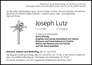 Anzeige von Joseph Lutz von MGO