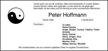 Anzeige von Peter Hoffmann von MGO