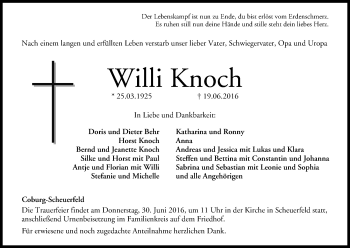 Anzeige von Willi Knoch von MGO