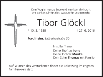 Anzeige von Tibor Glöckl von MGO