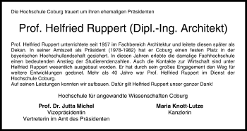 Anzeige von Helfried Ruppert von MGO