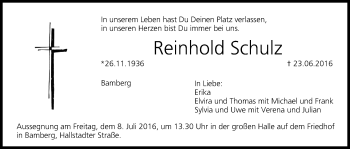 Anzeige von Reinhold Schulz von MGO