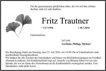 Anzeige von Fritz Trautner von MGO