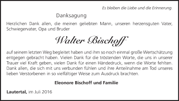 Anzeige von Walter Bischoff von MGO