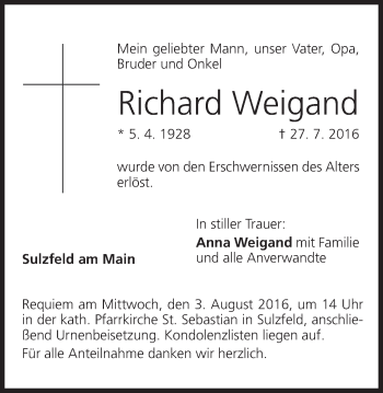 Anzeige von Richard Weigand von MGO