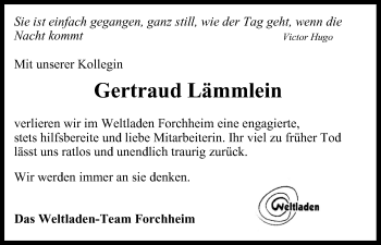 Anzeige von Gertraud Lämmlein von MGO