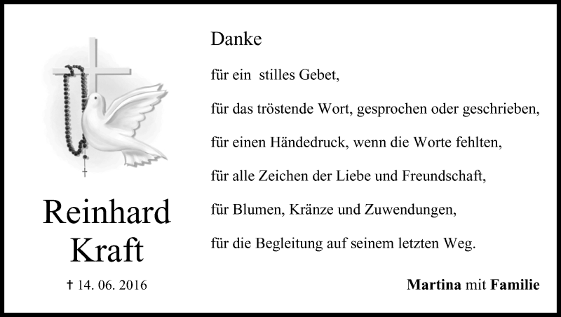  Traueranzeige für Reinhard Kraft vom 02.07.2016 aus MGO