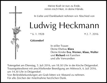 Anzeige von Ludwig Heckmann von MGO