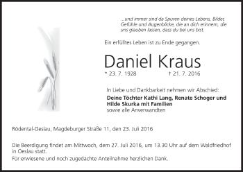 Anzeige von Daniel Kraus von MGO