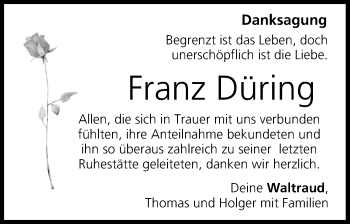 Anzeige von Franz Düring von MGO