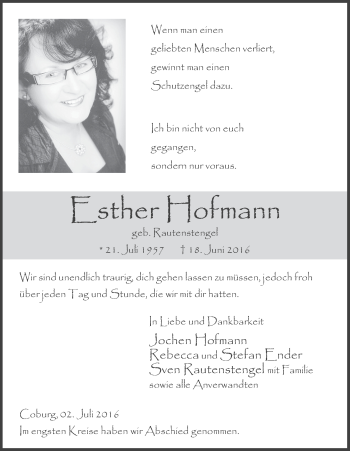 Anzeige von Esther Hofmann von MGO