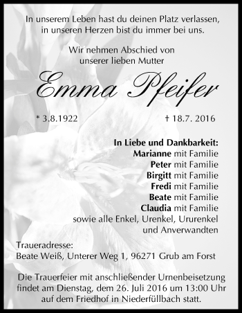 Anzeige von Emma Pfeifer von MGO