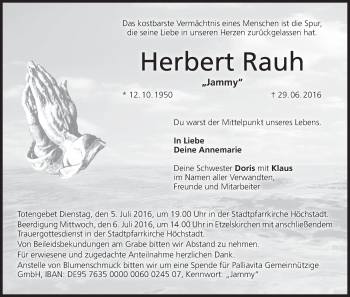 Anzeige von Herbert Rauh von MGO