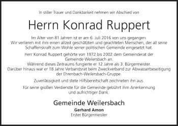 Anzeige von Konrad Ruppert von MGO