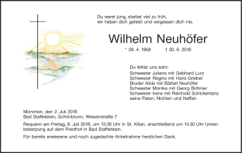Anzeige von Wilhelm Neuhöfer von MGO