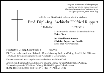 Anzeige von Helfried Ruppert von MGO