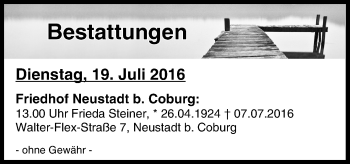 Anzeige von Bestattungen vom 19.07.2016 von MGO