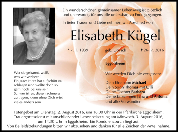 Anzeige von Elisabeth Kügel von MGO