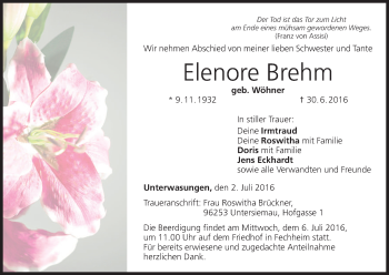 Anzeige von Elenore Brehm von MGO
