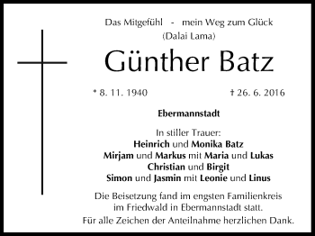 Anzeige von Günther Batz von MGO