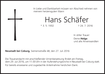 Anzeige von Hans Schäfer von MGO