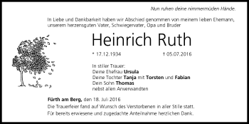 Anzeige von Heinrich Ruth von MGO