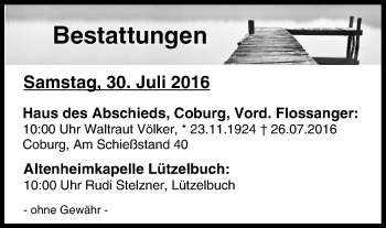 Anzeige von Bestattungen vom 30.07.2016 von MGO