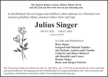 Anzeige von Julius Singer von MGO