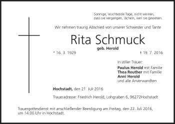 Anzeige von Rita Schmuck von MGO