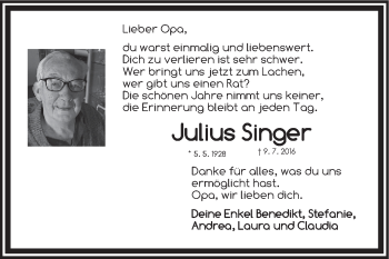 Anzeige von Julius Singer von MGO