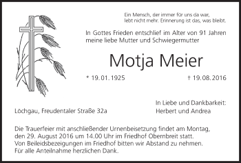 Anzeige von Motja Meier von MGO