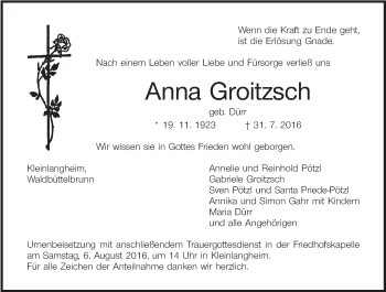Anzeige von Anna Groitzsch von MGO