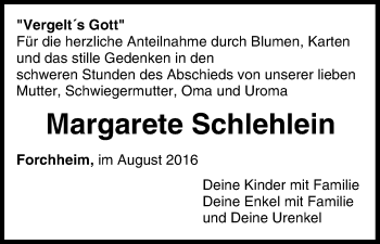 Anzeige von Margarete Schlehlein von MGO