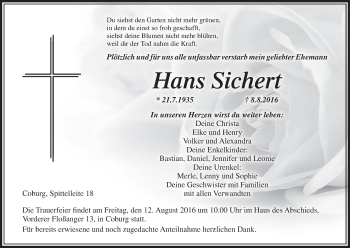 Anzeige von Hans Sichert von MGO