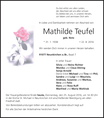 Anzeige von Mathilde Teufel von MGO
