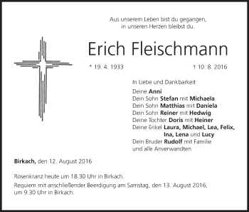 Anzeige von Erich Fleischmann von MGO